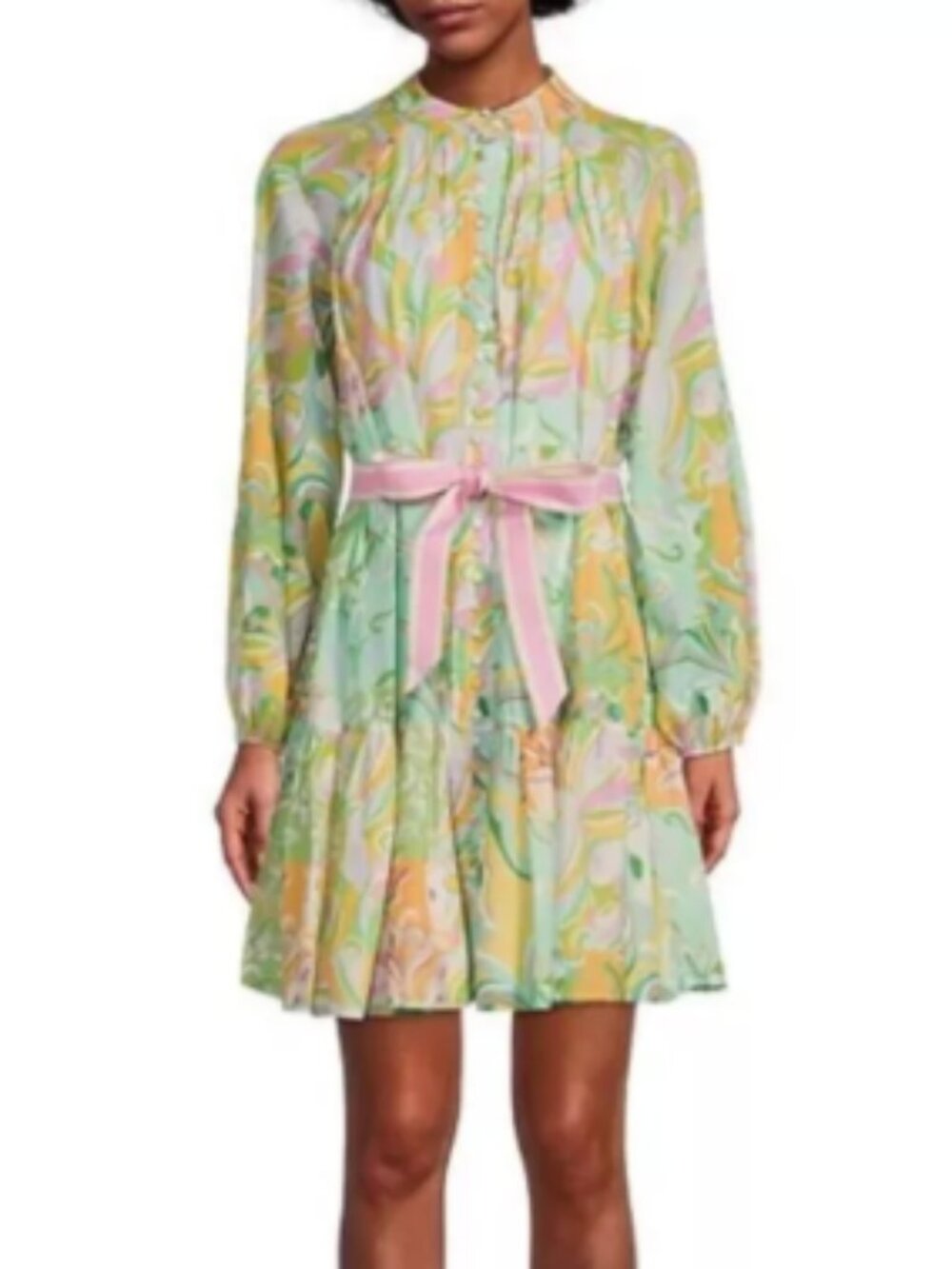 Antonio Melani Brynn pin tuck detail mock neck and tie belt waist dress size 6 - Picture 2 of 15